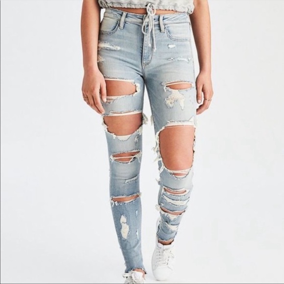 American Eagle Outfitters Denim - AE Ne(x)t Level Ripped Super High-Waisted Jegging